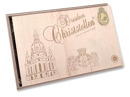 Bäckerei Eckert - Dresdner Christstollen ® Rosinenstollen Weihnachtsstollen (Rosinenstollen 1,5kg) in Premium Holz-Stollenkiste von Bäckerei Eckert