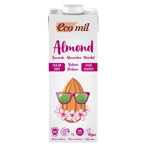 EcoMil Bio Mandel Almond Milk Protein Drink ungesüßt 6er Pack (6 x 1 L) von EcoMil