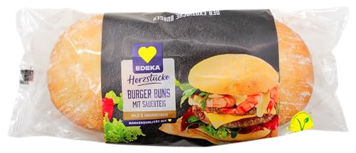 Herzstücke Burger Buns mit Sauerteig mild & aromatisch, 7er Pack (7 x 360g) von Edeka Herzstücke