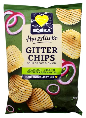 Herzstücke Gitter Chips Sour Cream & Onion, 6er Pack (6 x 125g) von Edeka Herzstücke