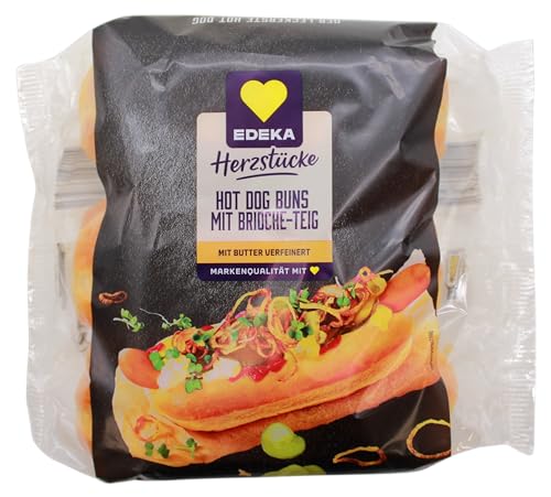 Herzstücke Hot Dog Buns mit Brioch-Teig, 6er Pack (6 x 270g) von Edeka Herzstücke