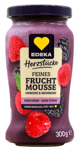 Herzstücke feines Fruchtmousse Himbeere & Brombeere, 10er Pack (10 x 300g) von Edeka Herzstücke
