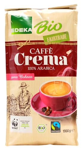 Edeka Bio Caffè Crema ganze Bohnen, 4er Pack (4 x 1 kg) von Edeka