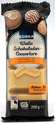 Edeka weiße Schokoladen-Couverture mit Vanilleextrackt, 10er Pack (10 x 200g) von Edeka