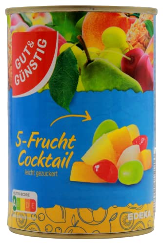 Gut & Günstig 5-Frucht Cocktail leicht gezuckert, 12er Pack (12 x 250g) von Edeka