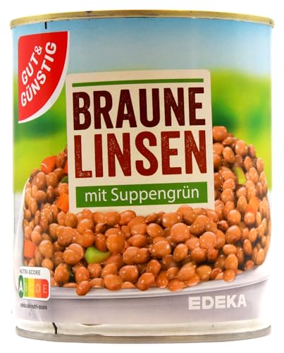 Gut & Günstig Braune Linsen mit Suppengrün, 6er Pack (6 x 530g) von Edeka