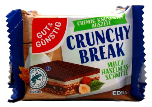 Gut & Günstig Crunchy Break Milch-Haselnuss-Schnitte, 6er Pack (6 x 250g) von Edeka