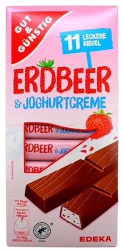 Gut & Günstig Erdbeer & Joghurtcreme Schokoriegel, 10er Pack (10 x 200g) von Edeka