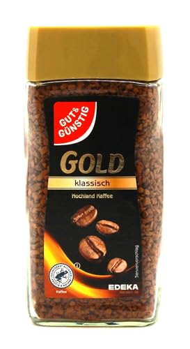 Gut & Günstig Gold löslicher Bohnenkaffee klassisch, 12er Pack (12 x 100g) von Edeka