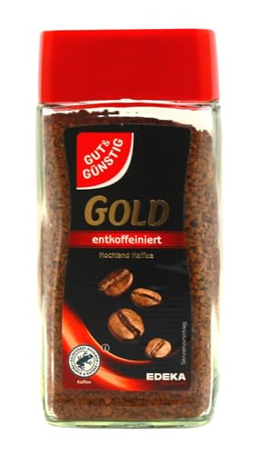 Gut & Günstig Gold löslicher Kaffee entkoffeiniert, 12er Pack (12 x 100g) von Edeka