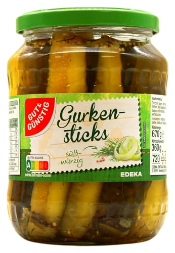 Gut & Günstig Gurkensticks süß-würzig, 12er Pack (12 x 360g) von Edeka