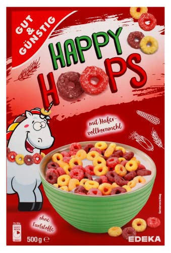Gut & Günstig Happy Hoops Frühstückscerealien, 5er Pack (5 x 500g) von Edeka