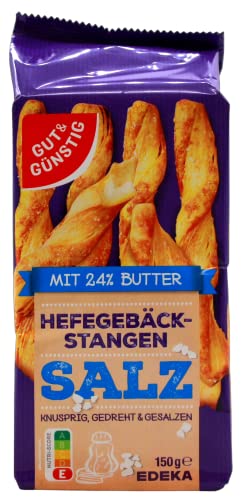 Gut & Günstig Hefegebäck-Stangen gesalzen, 12er Pack (12 x 150g) von Gut & Günstig