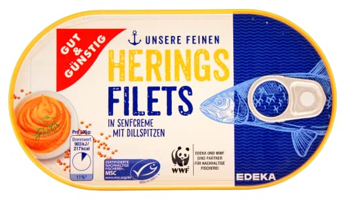 Gut & Günstig Herings Filets in Senfcreme mit Dillspitzen, 10er Pack (10 x 120g) von Edeka