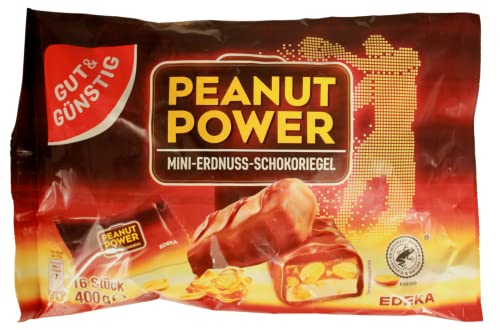 Gut & Günstig Peanut Power Mini-Erdnuss-Schokoriegel, 10er Pack (10 x 400g) von Edeka