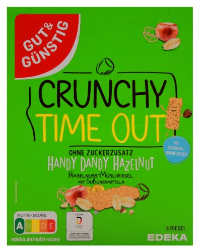 Gut & Günstig Crunchy Time Out Haselnuss-Müsliriegel Ohne Zucker, 9er Pack (9 x 200g) von Edeka