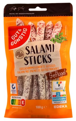 Gut & Günstig Salami Sticks Geflügel, 8er Pack (8 x 100g) von Edeka
