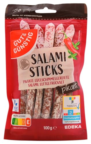 Gut & Günstig Salami Sticks pikant, 8er Pack (8 x 100g) von Edeka