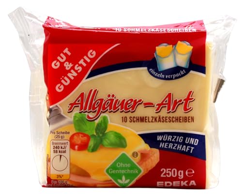 Gut & Günstig Schmelzkäsescheiben Allgäuer-Art, 16er Pack (16 x 250g) von Edeka