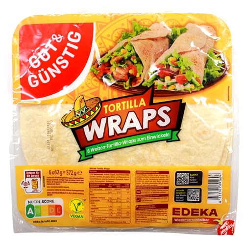 Gut & Günstig Weizen Tortilla Wraps, 12er Pack (12 x 372g) von Edeka