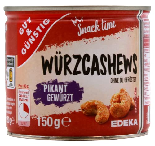 Gut & Günstig Würzcashews pikant gewürzt, 15er Pack (15 x 150g) von Edeka