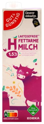Gut & Günstig laktosefreie fettarme H-Milch 1,5% Fett, 12er Pack (12 x 1 l) von Edeka