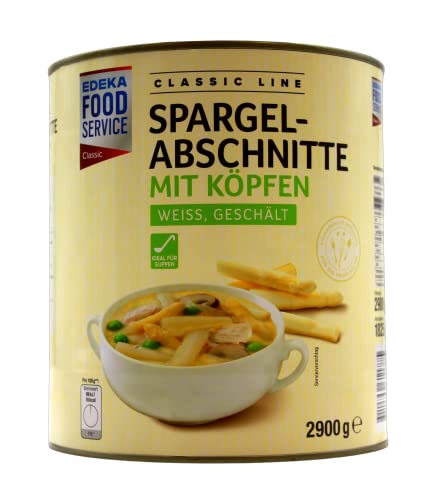 Spargelabschnitte mit Köpfen weiss und geschält, (1 x 1825g) von Edeka