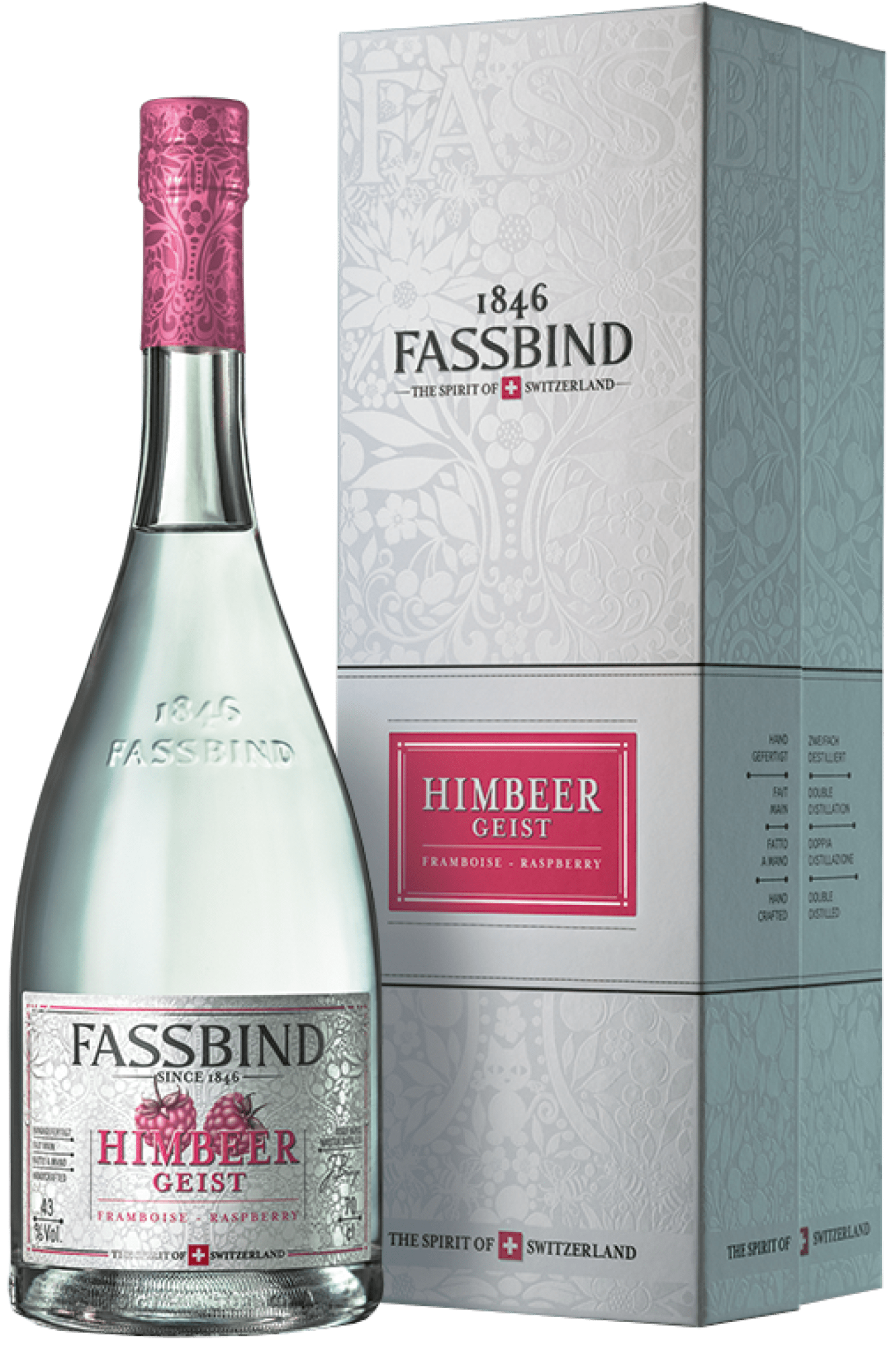 Fassbind Eau de Vie Himbeergeist in Geschenkverpackung