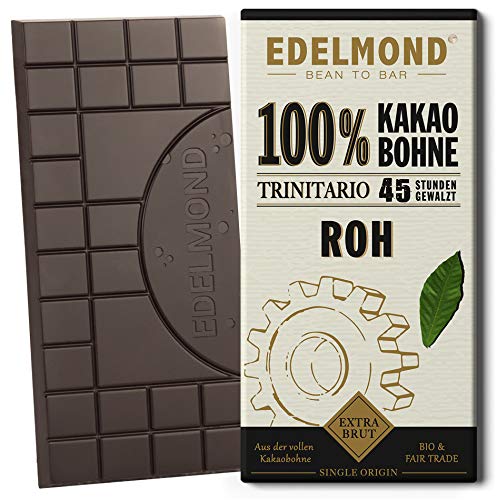 Edelmond 100% Roh-Schokolade: Bio, Vegan, Glutenfrei | Naturbelassene Handarbeit | Ohne Zucker Kakao positive Inhaltstoffe (1Tafel) von Edelmond