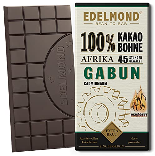 Gabun 100% Bitter - Schokolade/Low Cadmium Tafel/Aus gerösteten Kakaobohnen herb, pur VEGAN ohne Emulgator von Edelmond