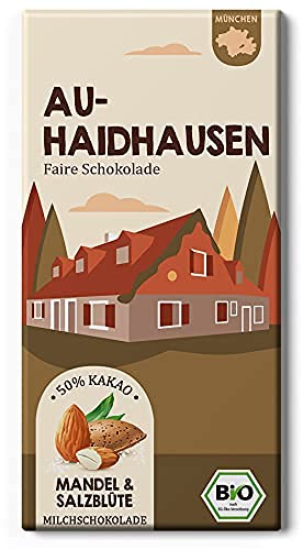 Au-Haidhausen Mandel und Salz Schokolade / Fair Trade & Bio von Edelmond Chocolatier 1 Tafel von Edelmond
