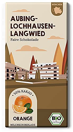 Aubing - Lochhausen - Langwied/Bio Orangen Milchschokolade/Fair Trade München Schokolade vom Edelmond Chocolatier von Edelmond