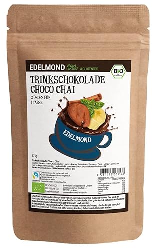 Bio Chai Latte. Vegan und zuckerfrei auf Kakao-Basis. Von Edelmond. Kein Pulver, Drops für Gewürz-Trinkschokolade oder Macciato Masala mit Milch oder Heißwasser. 175g von Edelmond