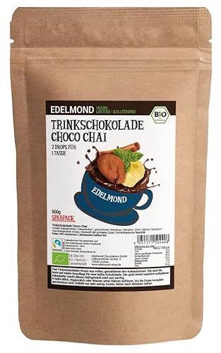 Bio Chai Latte. Vegan und zuckerfrei auf Kakao-Basis. Von Edelmond. Kein Pulver, Drops für Gewürz- oder Macciato Masala mit Milch oder Heißwasser. Sparpack 500g von Edelmond