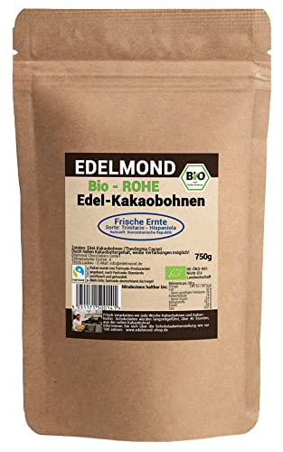 Edelmond Rohkost Kakaobohnen Bio / 750 g Fairtrade-Zertifiziert / Ohne Insektizide, Low Cadmium Analyse / Edel-Schokolade Cocoa von Edelmond