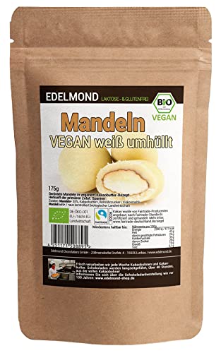 Mandel Nascherei Vegan in Art einer weißen Schokolade/Bio + Laktosefrei: Mandelmehl / 175g Tüte von Edelmond