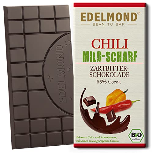 Edelmond Bio Chili Schokolade mild. Frische Habanero Schoten und Edel-Kakaobohnen. Vegan und Fair-Trade. Cilli + Cacao von Edelmond