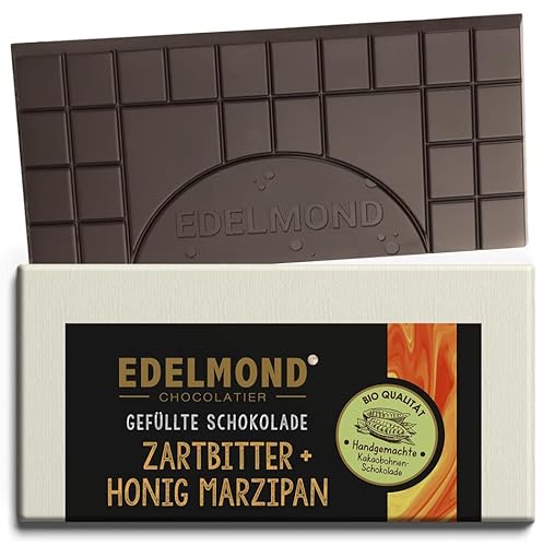 Honig-Marzipan gefüllte Bio Zartbitter Tafel, Bio + Fairtrade-zertifiziert, ohne Alkohol ohne künstl. Zusatzstoffe, Handgemacht - 1 Tafel Honig-Marzipan gefüllte Bio Zartbitter Tafel, Bio + Fairtrade-zertifiziert, ohne Alkohol ohne künstl. Zusatzstoffe, Handgemacht - 1 Tafel von Edelmond