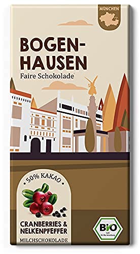 BOGENHAUSEN München Stadtteil Schokolade / Cranberry und Nelkenpfeffer in Cacao / Bio und Fairtrade von Edelmond