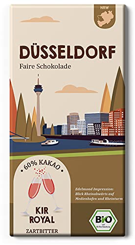 DÜSSELDORF Johannis- und Weinbeere Bio/Fairtrade Stadt Schokolade/á la "Kir Royal" (1 Tafel, 80g) von Edelmond