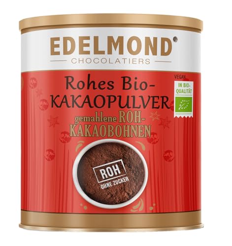 Bio Kakaopulver Rohkost von Edelmond. Cadmium Analysiert. 100% pur + entölt als Rohkost oder Smoothie cacao. AAA Chocolatiers Qualität (200GR) von Edelmond