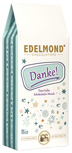 Edelmond "Danke" - Bio Schokoladen-Drops. Frucht und Milchschokolade als Geschenk Idee. Das Dankeschön für Frauen und Männer. Ohne Emulgatoren oder Farbstoffe in der 125 gr. Box von Edelmond