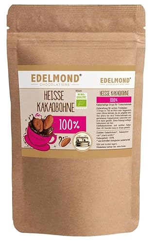 Edelmond 100 % Kakaobohne für heiße Trink Schokolade. Kein Pulver! Dunkler Vollkakao mit eigener Kakaobutter 750 GR Nachfüllpack von Edelmond