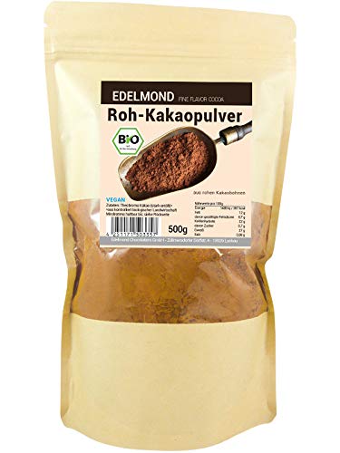 Bio Rohkost Kakaopulver ohne Zucker von Edelmond. Cadmium analysiert. Als Rohkost oder Smoothie cacao. AAA Chocolatiers Qualität (500g) von Edelmond