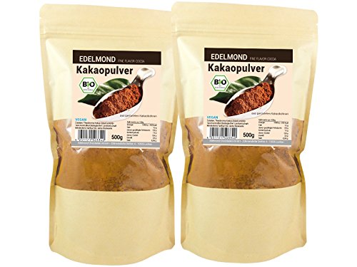 Edelmond Bio 100% geröstetes Kakaopulver. Höchste Güteklasse, entölt. Low Cadmium Analysiert. (1000g) von Edelmond