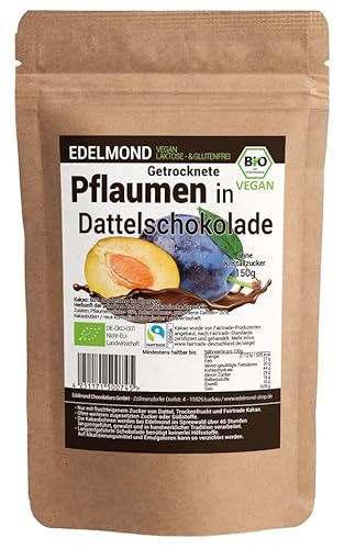 Edelmond Bio Pflaumen in Dattelschokolade ohne Zucker - Zusatz. Vegan und Fair-Trade Cacao. Ohne Emulgatoren Edelmond Bio Pflaumen in Dattelschokolade ohne Zucker - Zusatz. Vegan und Fair-Trade Cacao. Ohne Emulgatoren von Edelmond