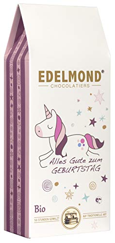 Edelmond Einhorn Bio. Tolle Frucht Schokolade, ein liebes Geschenk für Mädchen oder die Freundin. Ohne Farbstoffe zum Kinder Geburtstag. 125 gr. von Edelmond