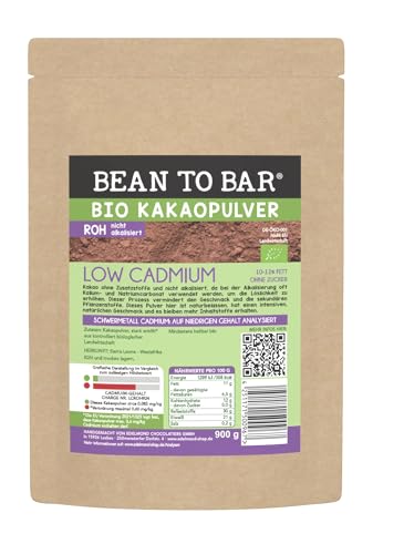 Edelmond Kakaopulver Rohkost Low Cadmium geprüft, ungeröstet (900 g) von Edelmond