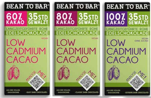 Edelmond Low Cadmium Schokoladen. Die Geschenk Idee, handgemacht vom Chocolatier, zartbittere bis bittere Schokoladen Auswahl. (3 Tafel Set) von Edelmond