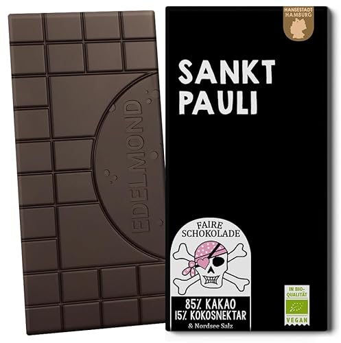 Edelmond St. Pauli Hamburg dunkle Stadt-Schokolade mit 85% Kakao, Bio & Fairtrade von Edelmond